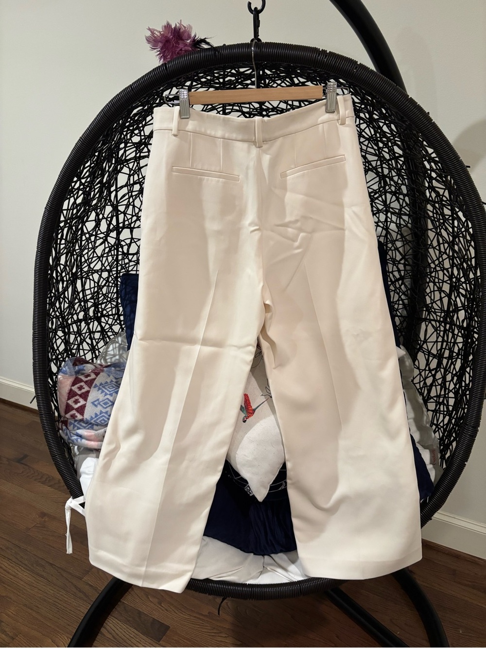 Theory Cream Ivory High Rise Wide Leg Cropped Trouser Pants Size 4 Lined